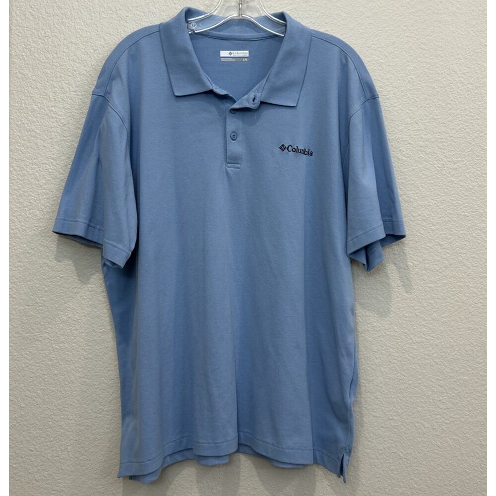 Columbia Men’s Powder, Blue Polo Shirt, Size Large
